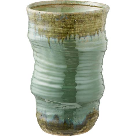 Vaso in ceramica verde con costolature ø22×34,5 cm (1/5)