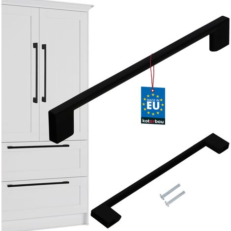 KOTARBAU® Küchenmöbelgriff Klassisch Modern Länglich Matt Schwarz 221 mm Abstand 192 mm