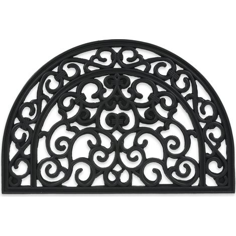 Paillasson Caoutchouc, 60x40, antidérapant, résistant, caillebotis extérieur, Tapis d’entrée, Ornements, Noir (1/5)