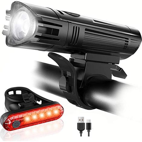 Wiederaufladbares USB-Fahrradscheinwerfer-Set, geeignet für alle Fahrräder, Mountainbikes und Rennräder.