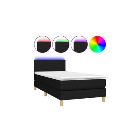 Sommier à lattes de lit avec matelas LED Noir 100x200 Tissu (1/5)