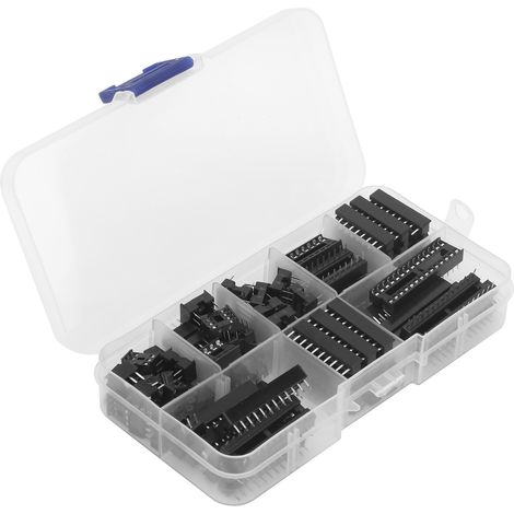 Lot de 66 douilles IC traversantes multispécifications : 6, 8, 14, 16, 18, 20, 24, 28 broches, boîte de rangement assortie. (1/5)