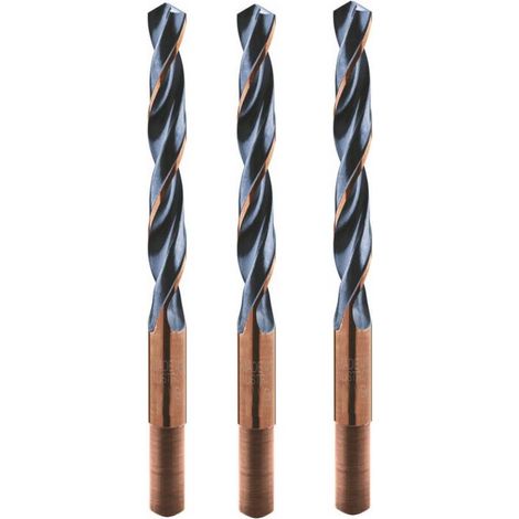 3 Forets Hélicoïdaux HSS Court Queue Réduite DIN 338 RN - Aciers 118° D. 15.5 x Lt. 178 x Lu. 120 x Q. 9.5 mm x Z2 - Diamwood