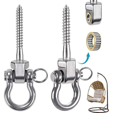 2 crochets rotatifs à 180° lourds, crochets pour charges lourdes au plafond, crochets en acier inoxydable pour tapis de suspension, fixations de tapis de suspension et de balances à vis (adaptées aux 