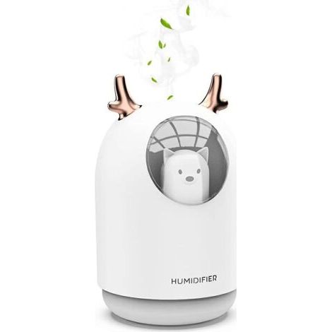 Humidificateur à ultrasons pour chambre d'enfant avec diffuseur de parfum, humidificateur d'ambiance avec 7 couleurs de lumière LED, silencieux, arrêt automatique 12 heures, USB, ménage, 300 ml (1/5)