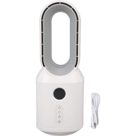Rotorblattloser Tischventilator, 3 Windstufen, 106-Grad-Oszillation, wiederaufladbar, mit LED-Nachtlicht, für den Sommereinsatz (1/5)