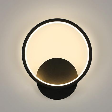 LED Indoor Wall Light 12 W, Round, Black, 3000 K Warm White (1/5)