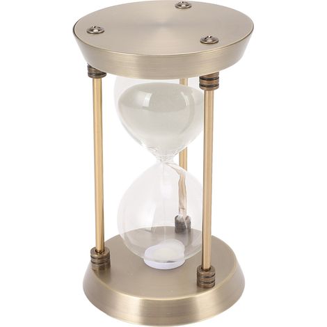 Sablier décoratif en métal de style vintage, finition brillante, avec lame de sable remplaçable, couleur bronze, 15 minutes. (1/5)