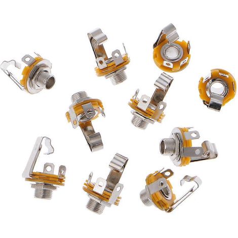 10 connecteurs femelles mono 6,35 mm (1/4 pouce) pour montage sur panneau et soudure (1/5)