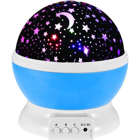 Veilleuse Enfant, Lampe Projecteur Rotation à 360° Romantique,Veilleuse Bébé Étoiles, Lampes de Chevet Lampes d'ambiance-Bleu (1/5)