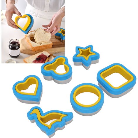 Set aus sechs halbautomatischen Ausstechformen mit Cartoon-Motiven zum Verschließen von Brot und Ausstechen von Keksen, Form zum Ausstechen von Früchten und Blumen. (1/5)