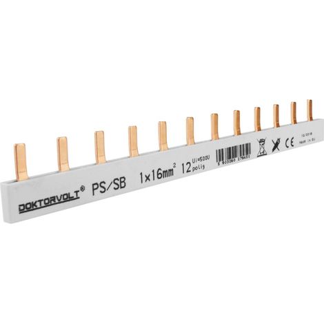 Barra di collegamento isolata per quadro elettrico monofase a 12 moduli da 16 mm² (1/2)