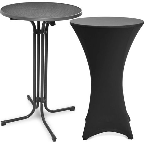 Outdoor Stehtisch Bellini, klappbar, Ø70cm, Grau, mit Husse