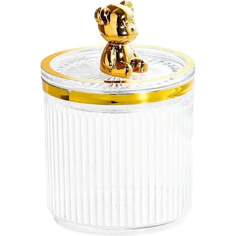 Pot multifonctionnel pour cotons-tiges de maquillage, contenant anti-poussière pour bureau-Clear