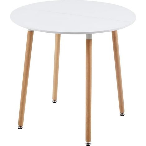 Runder Esstisch Skandinavisch 80cm Weiß mit Holzbeinen, Küchentisch, Konferenztisch (1/5)