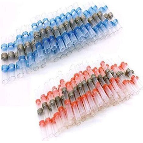 100 PCS Joint de Soudure Connecteur de Fil, Thermorétractables Souder Bout à Bout Seal Connecteurs Electriques Isolés Etanche Marine Marine Automobile (1/4)