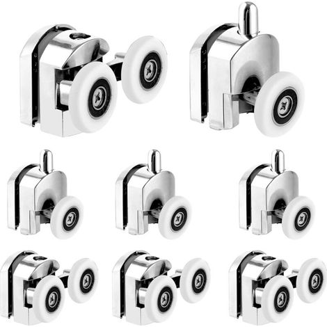 STARVAST Lot de 8 Roulettes pour Porte de -DOUche - Roulettes Cabine de -DOUche en Alliage de Zinc - Roulette Porte Coulissante -DOUche pour Salle de Bain 25mm (4 Supérieures et 4 Inférieures)-DOU
