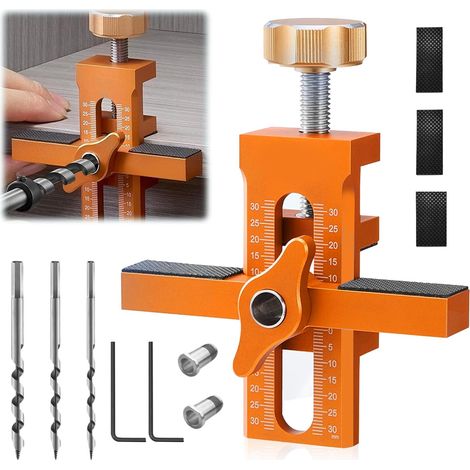 Aide au montage de porte d'armoire et gabarit de perçage – Positionneur de porte réglable avec guide de précision, aide à l'installation robuste et facile à utiliser pour un montage précis de la porte (1/5)