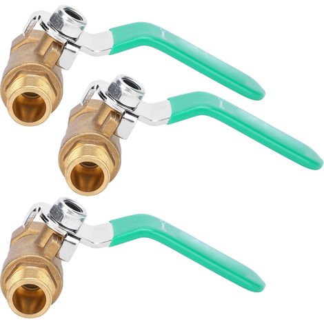 3er-Set Kugelventile, verdickt, 3/8 Zoll Außen- und Innengewinde, Absperrventil aus robustem Messing für Wasserrohre (1/5)