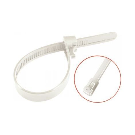 Colliers de serrage réouvrable 7.6X300 nylon blanc Polyamide 6.6