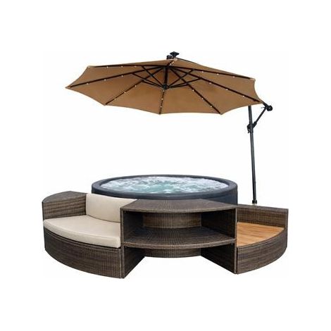 Pack spa semi rigide rond VITA + mobilier + parasol - NetSpa - 4 places - Ø 156 x H 70 cm (1/5)