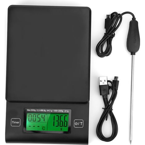Balance de cuisine électronique multifonctionnelle avec écran LCD, minuterie et thermomètre.-AquaForge (1/5)