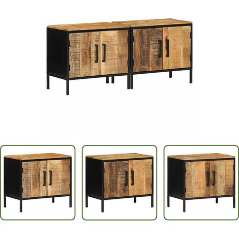 vidaXL Schrank - Nachttisch 2 pcs Braun und Schwarz 50 x 30 x 45 cm (1/5)