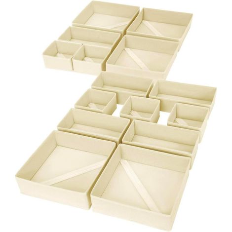 Schubladen Organizer 15 Stück faltbar, beige, für Kleidung & Socken (1/5)