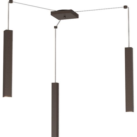 Sospensione Moderna Square Tube Metallo Marrone 3 Luci Gu10 (1/4)