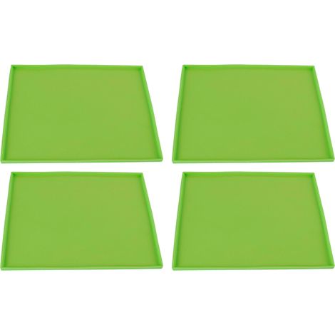 4 Pièces Tapis Déshydrateur en Silicone Alimentaire, Résistants à Haute Température, Anti-Adhésifs pour Fruits, Plateaux avec Bordure Verte