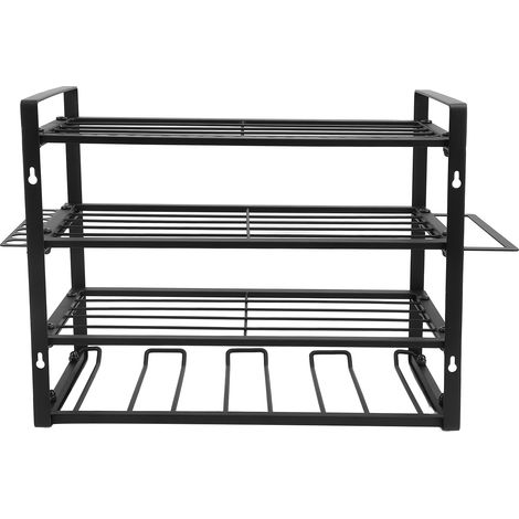 Support mural de rangement pour outils électriques à 4 niveaux, pour perceuse de garage, robuste et métallique. (1/5)