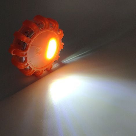 2 Stück LED-Warnleuchten, Notfallwarnleuchten, Notbeleuchtung mit Magnetfuß und 9 Blinkmodi für Auto, LKW, Boot, orangefarbene LED-Drehleuchte (1/4)