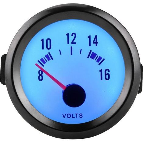 Voltmètre de voiture - Plage de mesure 8 16V Aiguille avec lumière bleue - Pour voiture 12 volts - Plastique 52 mm (1/5)