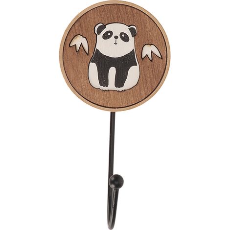 Crochet Mural Enfant Adhésif Fort - Cintres Bois Animaux Mignons pour Chambre Cuisine Panda (1/5)