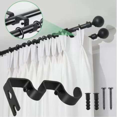 Lot de 3 supports de tringle à rideaux en fer, design universel, pour la décoration de chambre. (1/5)