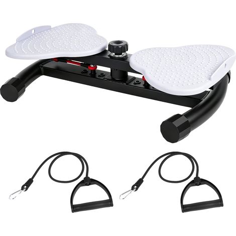 Tabla giratoria para la cintura, diseño de doble pedal, bandas de resistencia incluidas, GRIS (1/2)