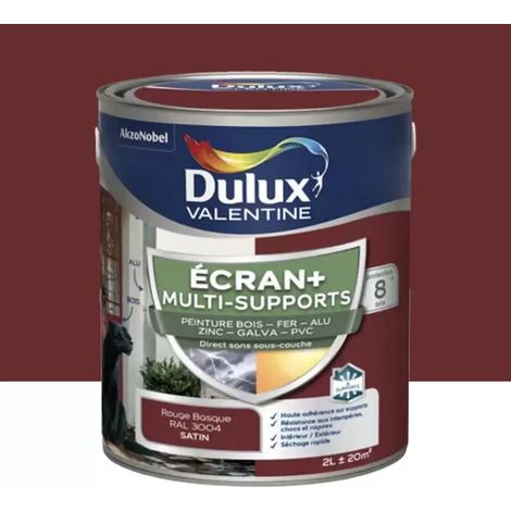 Peinture DULUX VALENTINE Ecran+ Multi-supports Rouge Basque 2 L (1/4)