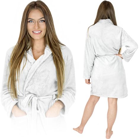 Accappatoio caldo da donna in microfibra, pigiama da sauna, tuta, costume da bagno con tasche L (1/5)
