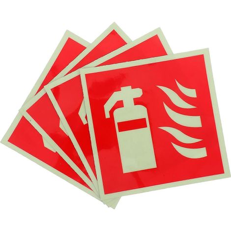 Lot de 4 autocollants lumineux pour extincteurs, adhésifs et signalétique d'extincteurs. (1/3)