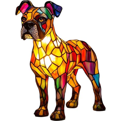 Lampe 3D Chien - Lampe De Table En Résine Colorée Avec Éclairage LED À Lumière Chaude - Décoration Intérieure Pour Chambre Salon Bureau - 1 Pièce (1/5)