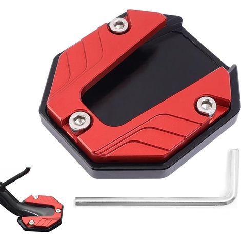 Plaque Extension Béquille Latérale - 1 Pièce - Aluminium - Stabilité Renforcée - Moto et Scooter - Rouge (1/5)