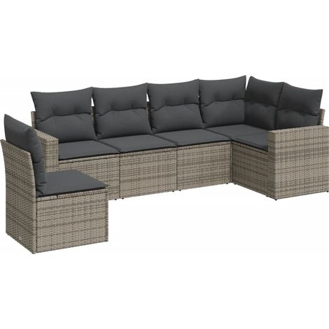 Maison Exclusive - Set de muebles de jardín 6 pzas y cojines ratá (1/3)