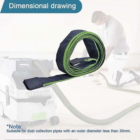 Housse de protection pour tuyau d'aspirateur Festool de 3,5 mètres, avec fermeture éclair et Velcro pour une durabilité accrue. (1/5)