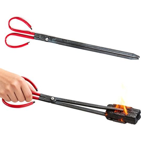 Pinze per il fuoco taglia S 40 cm Clip Clip per rifiuti Ganci Clip per carbone e ferro Clip a forbice Clip per legno Clip per carbone da barbecue Clip per carbone Ferro (1/5)