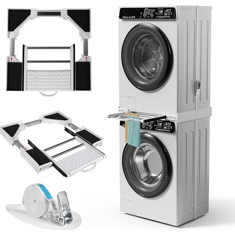 Washing Machine Dryer Overlay Kit, Universal Washing Machine Dryer Overlay Kit, Universal Layering Kit for Washing Machines and Dryers from 43 to 72 cm, (300 kg) (1/2)