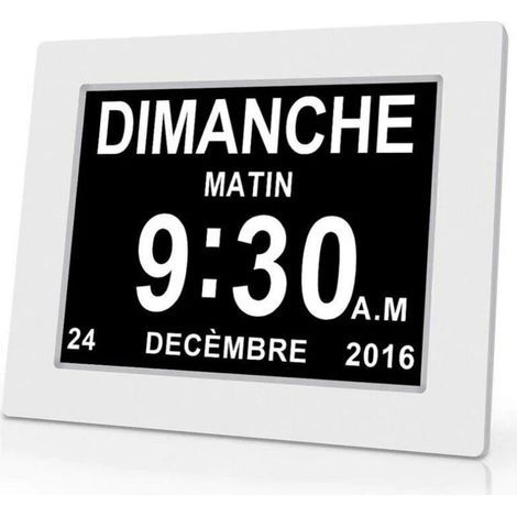 Horloge calendrier numérique One Piece 7 pouces avec date et heure, horloge Alzheimer pour parents, rappel de médicaments pour grands-parents et enfants - Blanc - 20414324mm, (1/4)