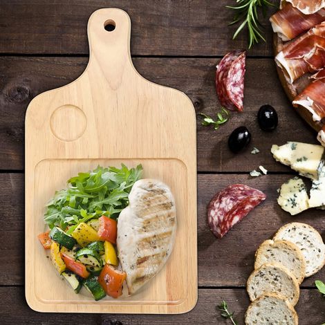 Planche à découper rectangulaire rainurée pour pizza, pain et fromage, avec poignée, outil de cuisine pour la maison (1/5)