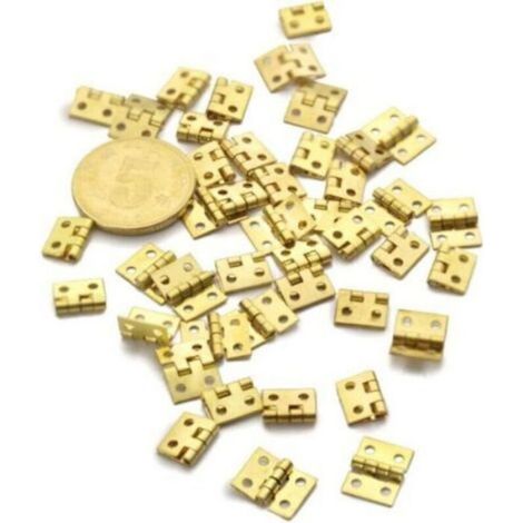 Charniere - Laiton - 8 mm x 10 mm - 0 35 mm d epaisseur - Rotation 90 degres - Pour Boites Bijoux Maisons De Poupees Tiroirs - 50 Pieces (1/4)