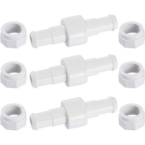 Ensemble de 3 raccords rotatifs pour tuyau d'arrosage D20 avec 6 embouts D15, compatibles avec les robots nettoyeurs de piscine Zodiac Polaris 180, 280 et 380.