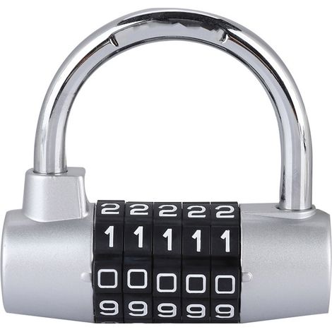 Ortviai Serrure à Code à 5 Digits U en Zinc Alliage avec 5 Combinaisons (Argent) (1/3)